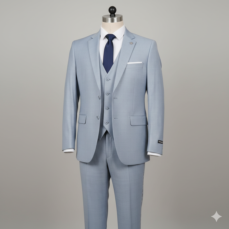 Suit Fabri Raymond Poly Viscose Broad Check Color Silver