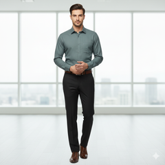 Pant Shirt Combo Pack Graviera Black Pant, Plain Poly Cotton Pistachio Green Shirt Fabric