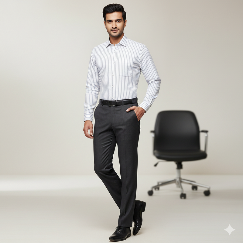 Pant Shirt Combo Pack Siyaram Rasin Wine Pant, Plain Poly Cotton Blue N White Shirt Fabric