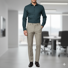 Pant Shirt Combo Pack Graviera Gin Green Pant, Plain Poly Cotton Jungle Green Shirt Fabric