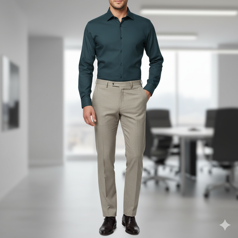 Pant Shirt Combo Pack Graviera Gin Green Pant, Plain Poly Cotton Jungle Green Shirt Fabric
