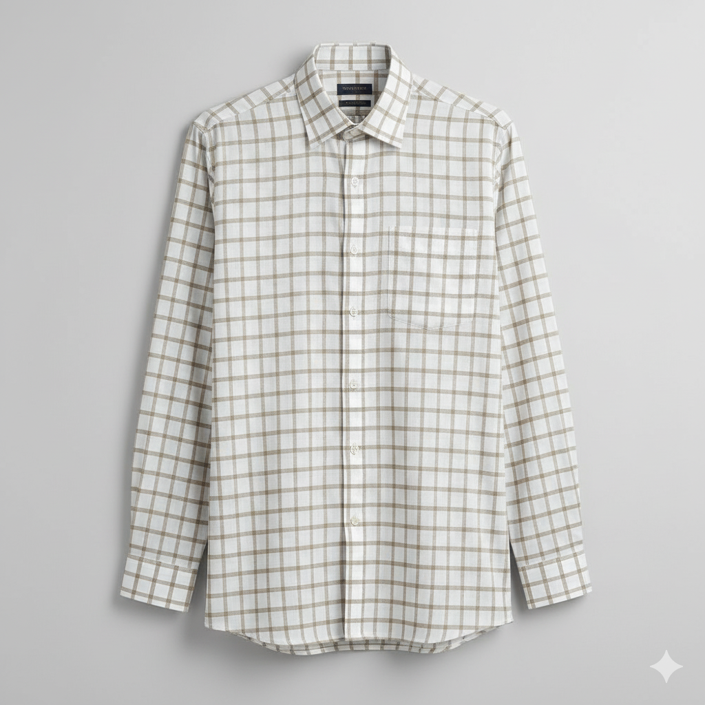 Shirt Fabric Mantire Poly Cotton Broad Check Colour  White