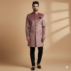 Achkan Fabric ManTire Velvet Fabric With Sequence Work Colour Peach