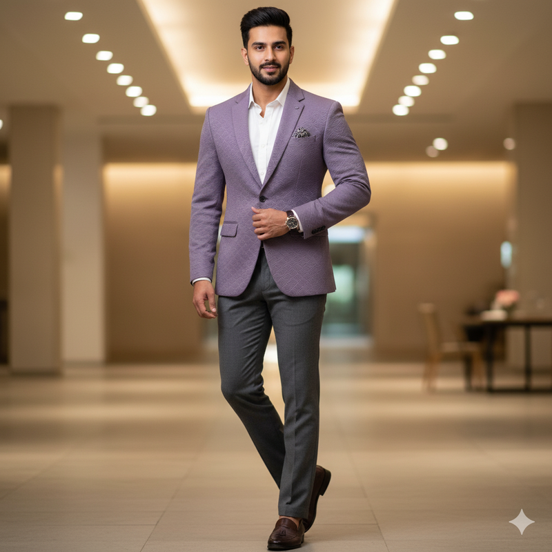 Blazer Fabric ManTire Italian Jacquard Colour Lavender