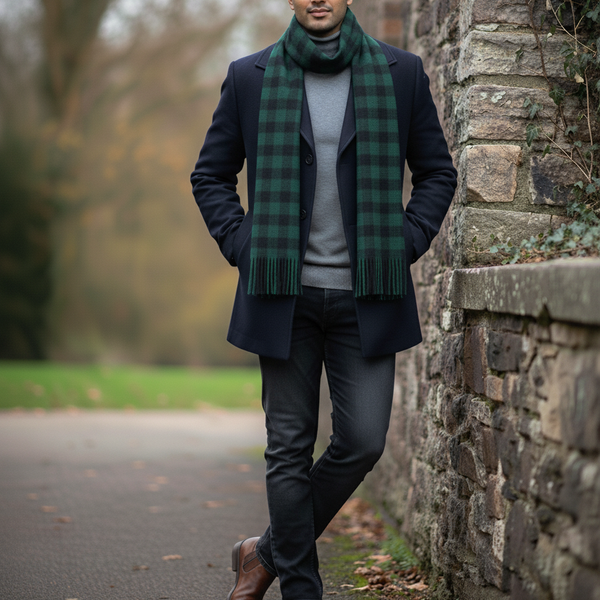 Raymond Pure Wool Muffler Colour Green N Black