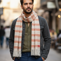 Raymond Pure Wool Muffler Colour Ash Brown N Light Orange