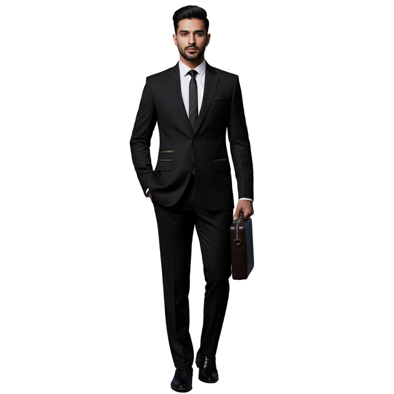 Suit Fabric Siyaram PV Plain Stretchable Color Black