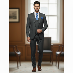 Suit Fabric Raymond Super Fine Wool Blended Plain Color Steel Grey