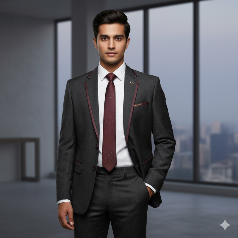 Suit Fabric Raymond Super Fine Wool Blended Check Color Umber Brown