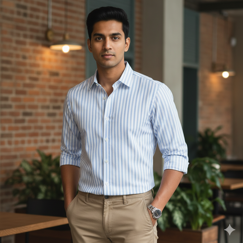 Shirt Fabric Raymond Stretchable Giza Cotton Lining Colour Blue