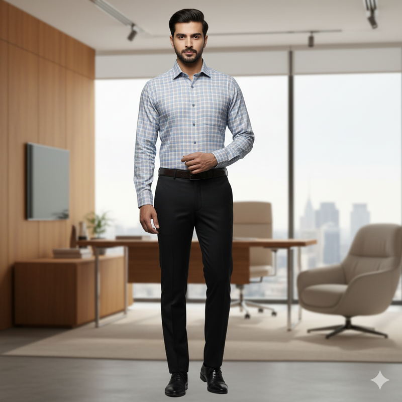 Warm Shirt Fabric Ocm Mix Check Colour Light Pink N Blue