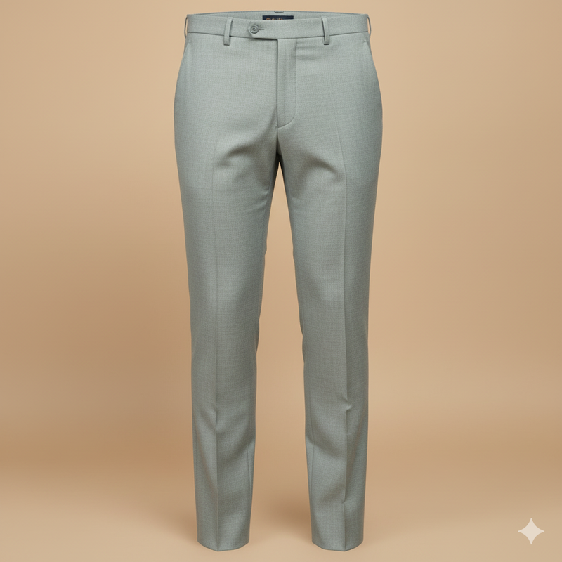 Trouser Fabric Gr Gwalior Poly Viscose Textured Colour Greenish Silver