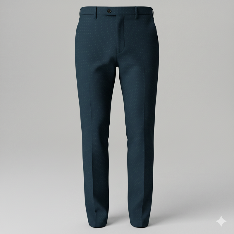 Trouser Fabric Gr Gwalior Poly Viscose Designer Dobby With Check Colour Prussian Blue