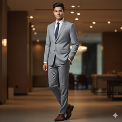 Suit Fabric Raymond Poly Viscose Broad Lining Color Silver