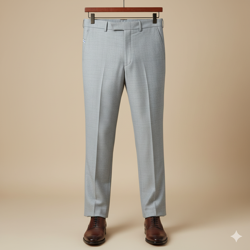 Trouser Fabric Raymond Poly Viscose Mild Check Colour Silver Grey