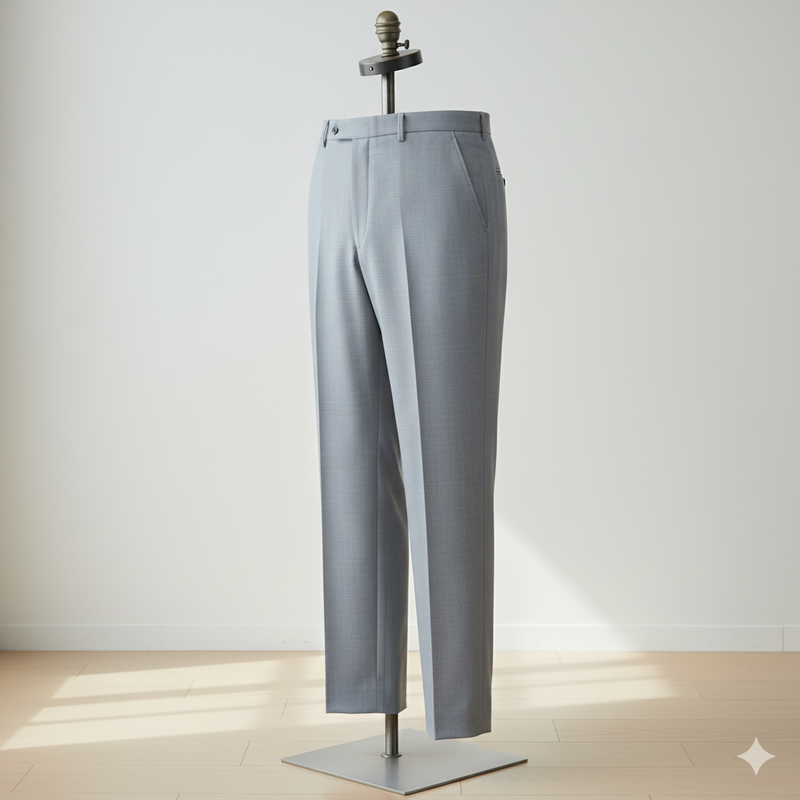 Trouser Fabric Reid & Taylor 90s Wool Blended Slub Color Silver