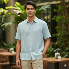 Shirt Fabric Linen Club Pure Linen Lining Colour Pistachio Green