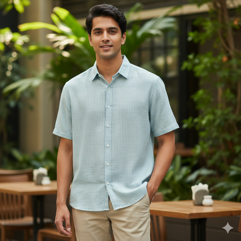 Shirt Fabric Linen Club Pure Linen Lining Colour Pistachio Green