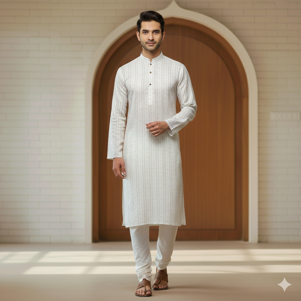 Shirt & Kurta Fabric Linen Club Pure Linen Broad Lining Colour Brown N White