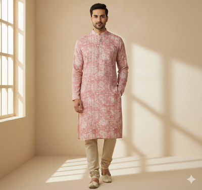 Shirt n Kurta Fabric Stiff Pure Cotton Premium Digital Printed Colour Rose Pink