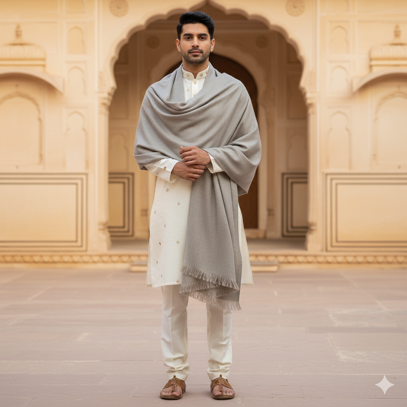 Modella Woollen Shawl Lohi Pashmina Rukh Natural Brown