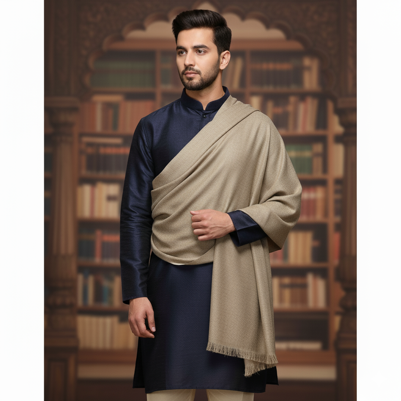 Modella Woollen Shawl Lohi Pashmina Rukh Light Brown