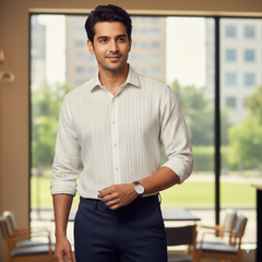 Shirt Fabric Raymond Pure Cotton Lining Colour Brown N Off White