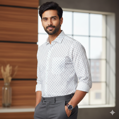 Shirt Fabric Raymond Pure Cotton Printed Colour Blue N White