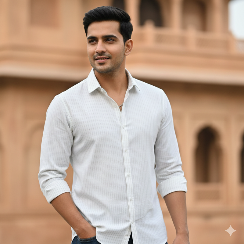 Shirt Fabric Raymond  100% Premium Cotton Lining Colour Brown N Off White