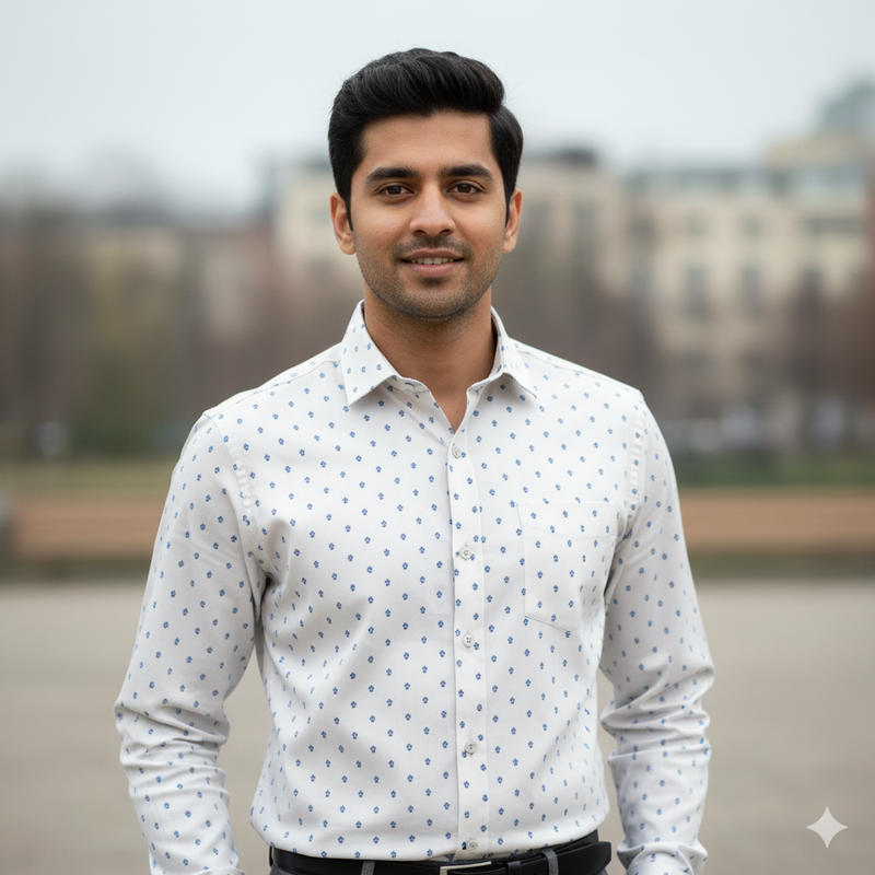 Shirt Fabric Raymond  100% Premium Cotton Printed Colour Blue N White