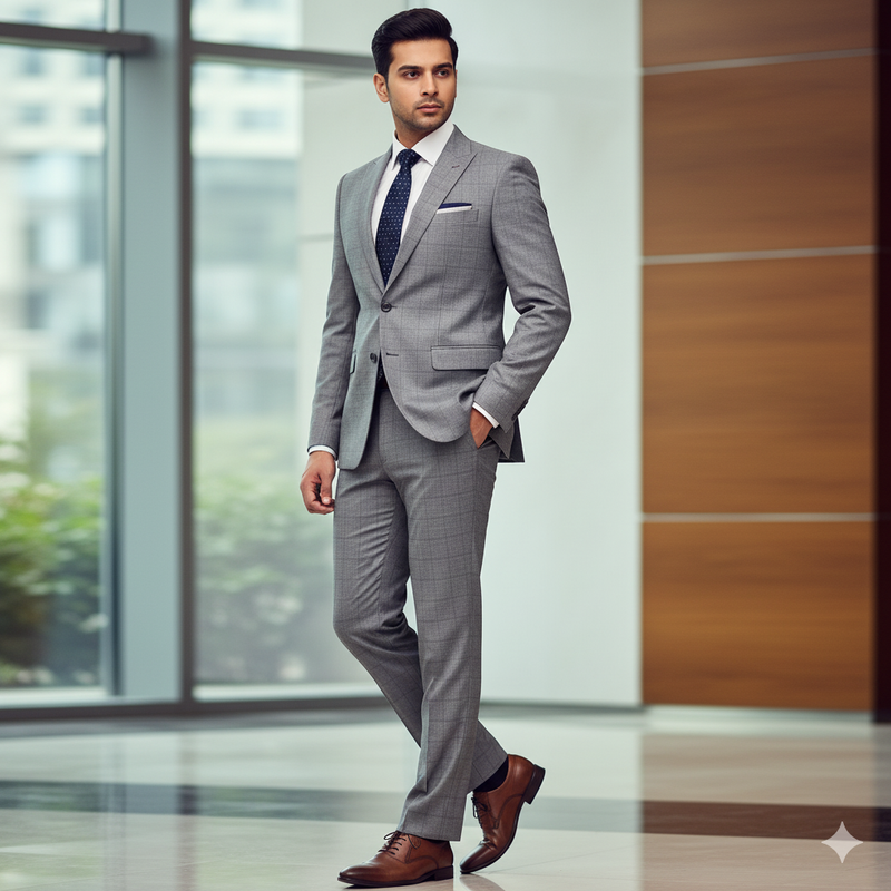 Trouser Fabric Canetti Italy Luxury TR Broad Check Colour Lavender Grey