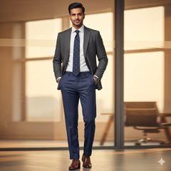 Trouser Fabric Canetti Italy Luxury TR Textured Colour Denim Blue