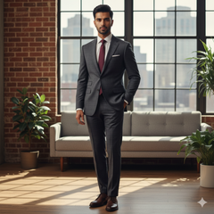 Trouser Fabric Canetti Italy Luxury TR Slub Colour Brunette Brown