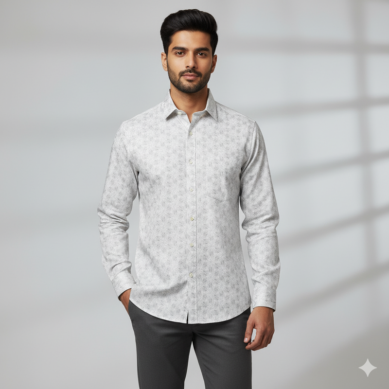 Shirt Fabric Raymond  100% Premium Cotton Printed Colour Light Lavende