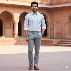 Shirt Fabric Raymond  100% Premium Cotton Printed Colour Blue N White