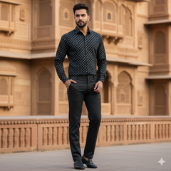 Shirt Fabric Raymond  100% Premium Cotton Printed Colour Black