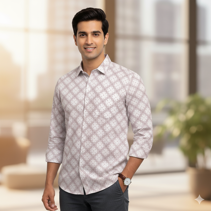 Shirt Fabric Raymond  100% Premium Cotton Printed Colour Rosy Brown