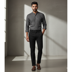 Trouser Fabric Canetti Italy Luxury TR Textured Colour True Black