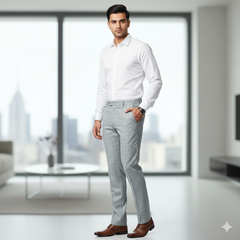 Trouser Fabric Donear Poly Viscose Mild Check Colour Silver