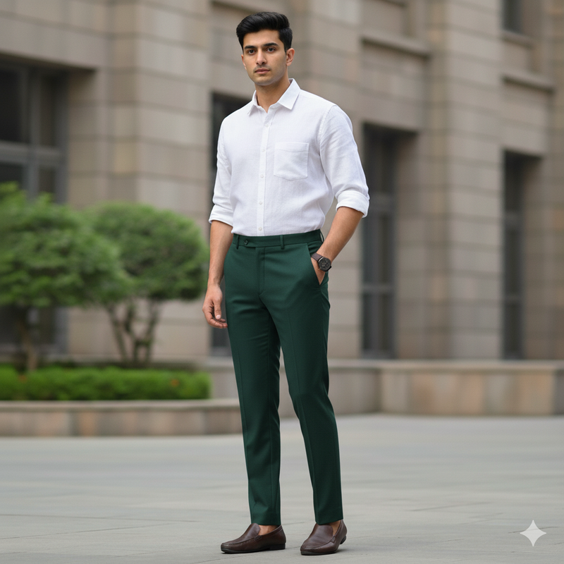 Trouser Fabric Graviera 4Way Lycra Premium Plain Color Hunter Green