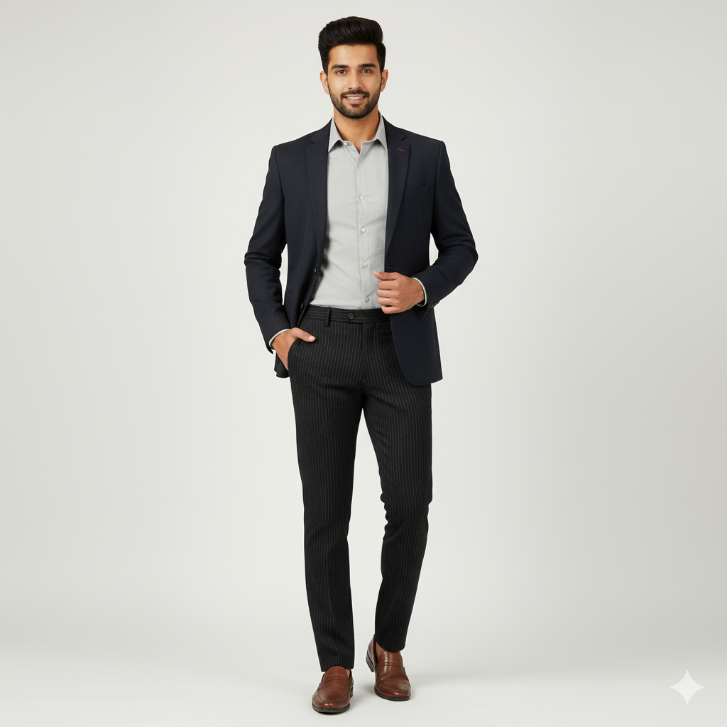 Trouser Fabric Donear 4Way Stretchable Premium Pin Lining Colour Coffee