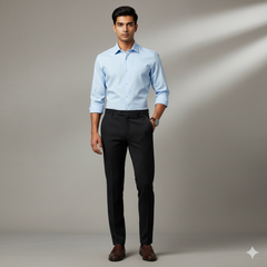 Trouser Fabric Donear Poly Viscose Pin Lining Colour Light Blue N Black