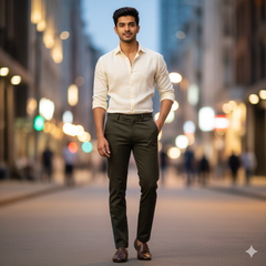 Corduroy Arvind Pure Cotton stretchable Trouser Fabric Colour Mehandi