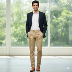 Denim Corduroy Arvind Pure Cotton stretchable Trouser Fabric Colour French Beige