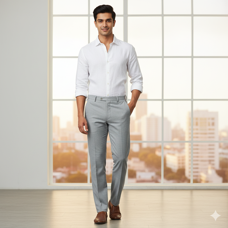 Corduroy Arvind Pure Cotton stretchable Trouser Fabric Colour Silver