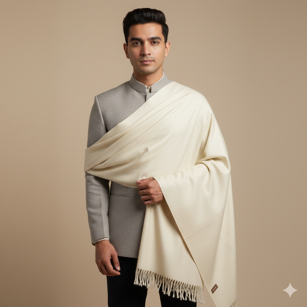 Raymond Woollen Shawl Lohi Abhiman Colour Cream