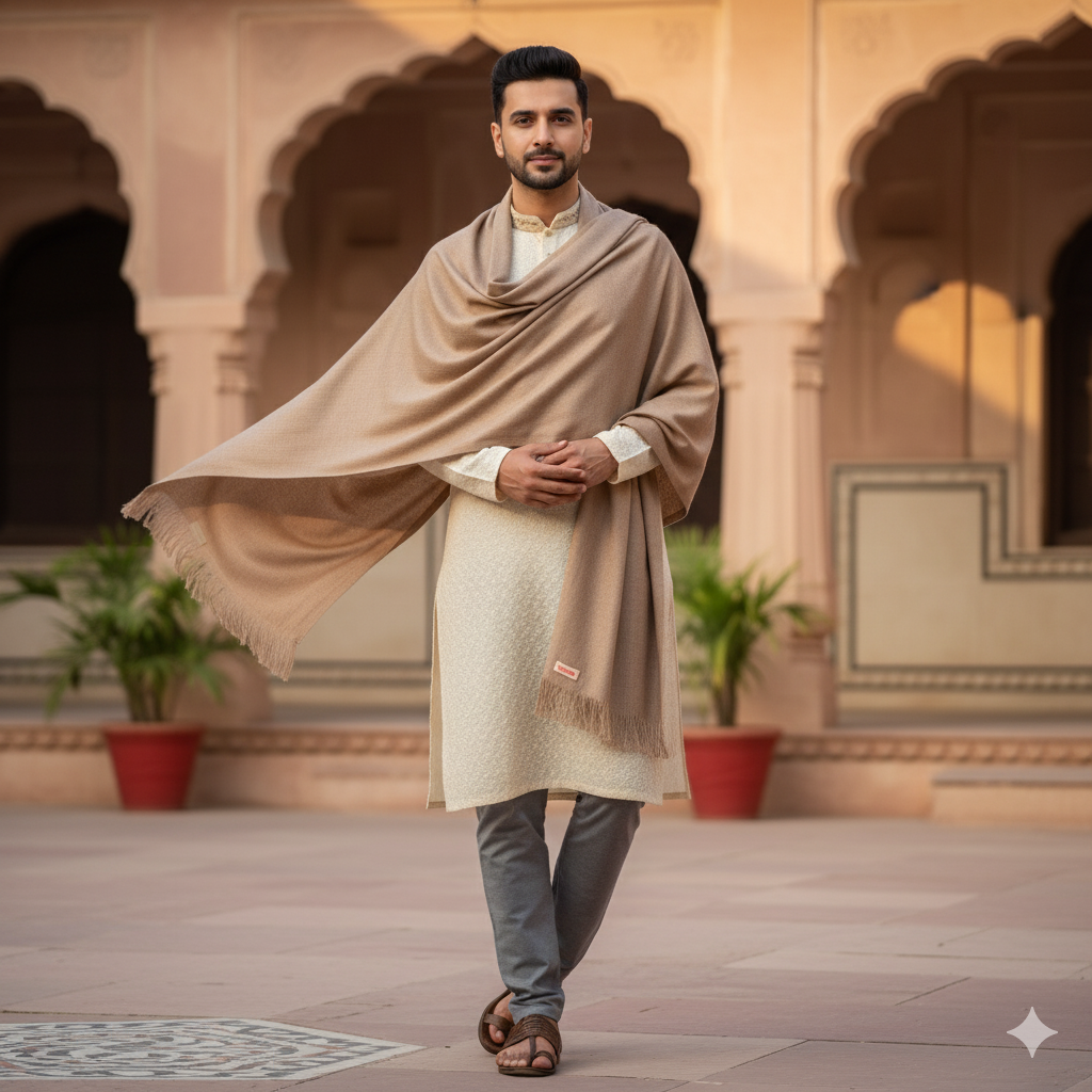 Raymond Woollen Shawl Lohi Abhiman Colour Natural Brown