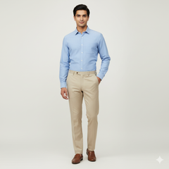 Trouser Fabric Donear LA Finish Lycra Pure Cotton Plain Colour Latte Brown