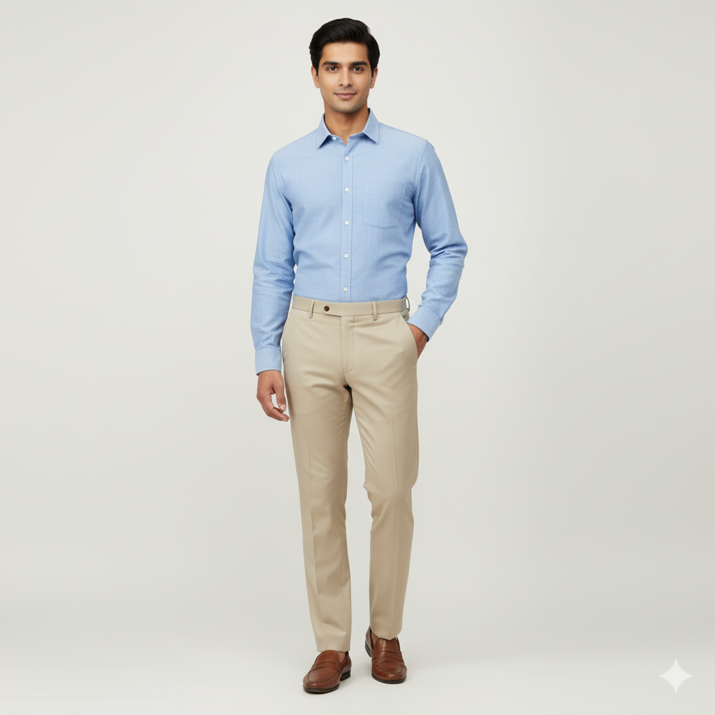 Trouser Fabric Donear LA Finish Lycra Pure Cotton Plain Colour Latte Brown