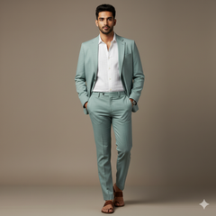 Trouser Fabric Donear Pure Cotton Slub Colour Pistachio Green